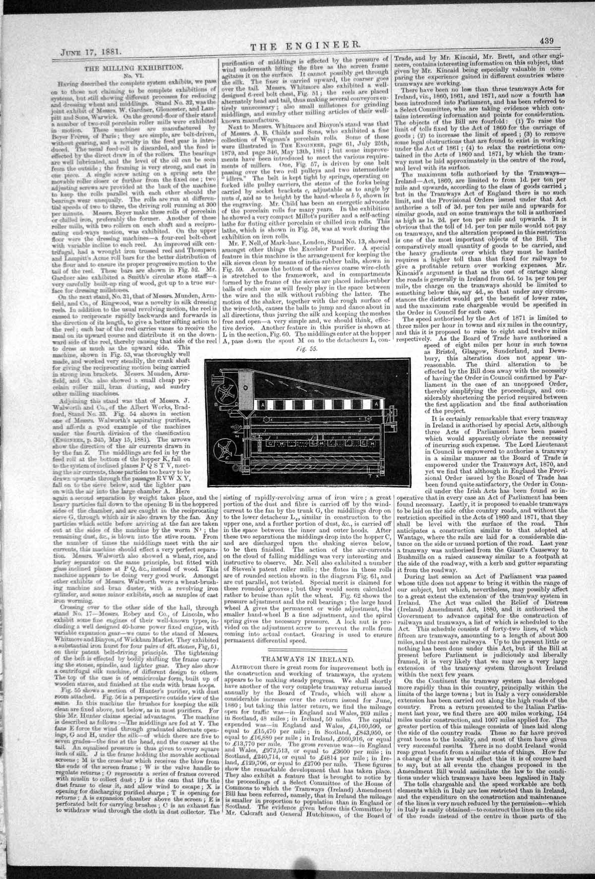 Old Print 1881 Milling Exhibition Machinery Vavasseur Naval Gun Carriage 19th