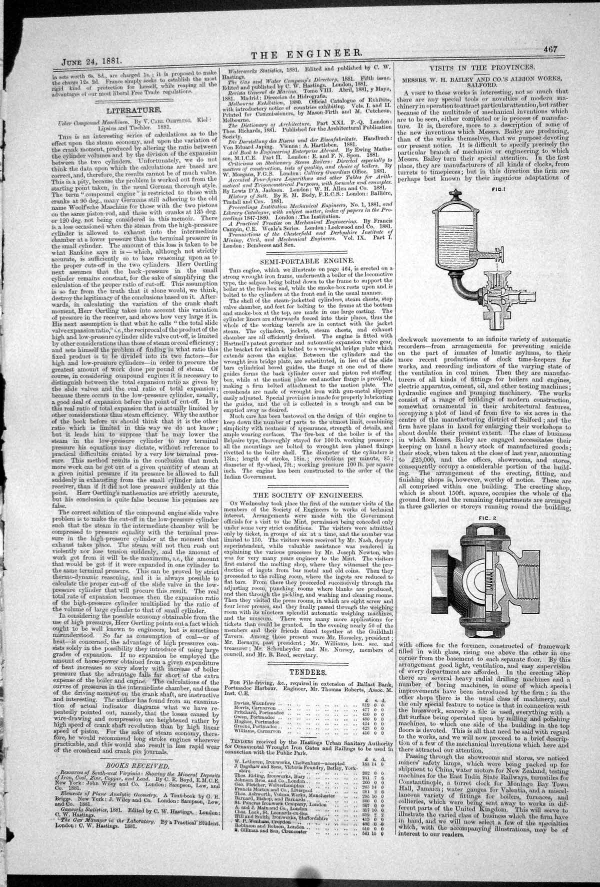 Old 1881 Bailey Albion Salford Machinery Clock Apparatus Instruments Victorian