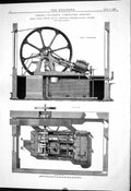 Antique Print 1881 Three Cylinder Compound Engine Duncan Stewart Machinery 19th