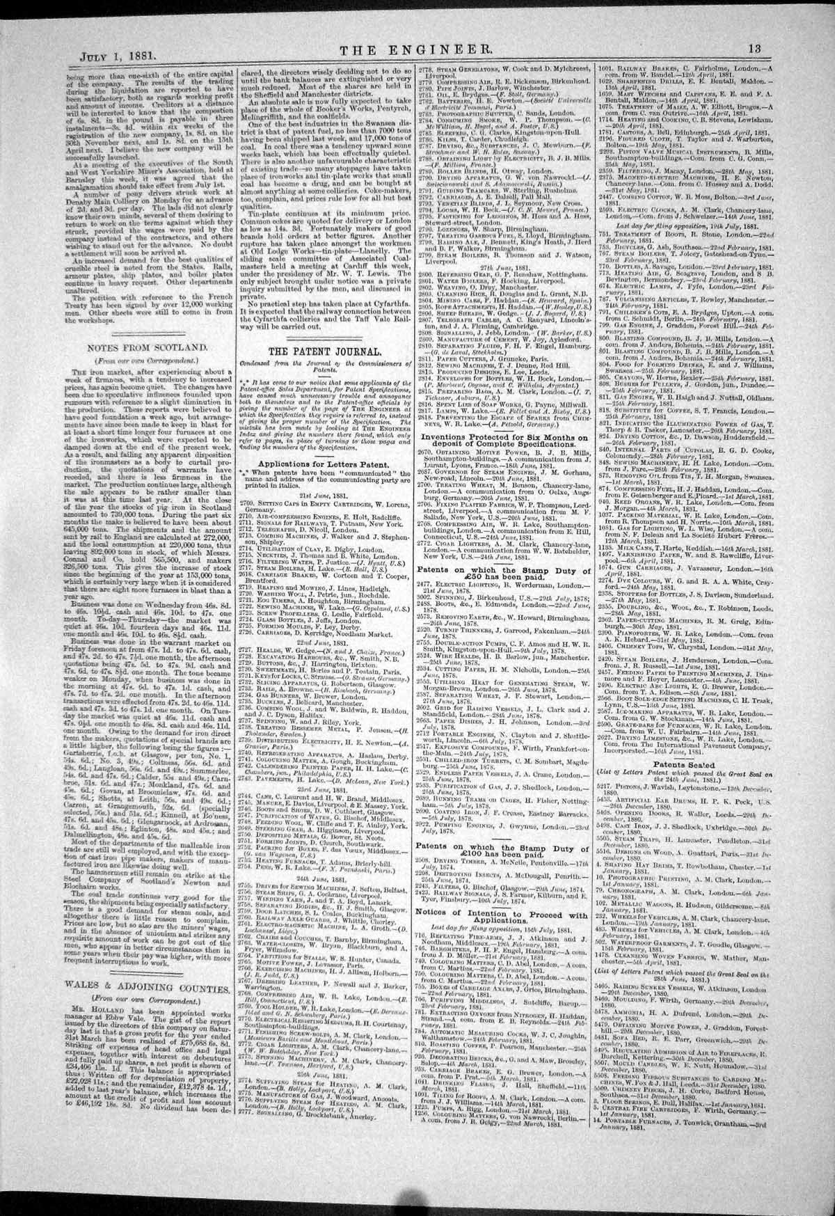Old Print 1881 Machinery Solvay Hall Holgate Stainton Herbert Groth Rowan 19th