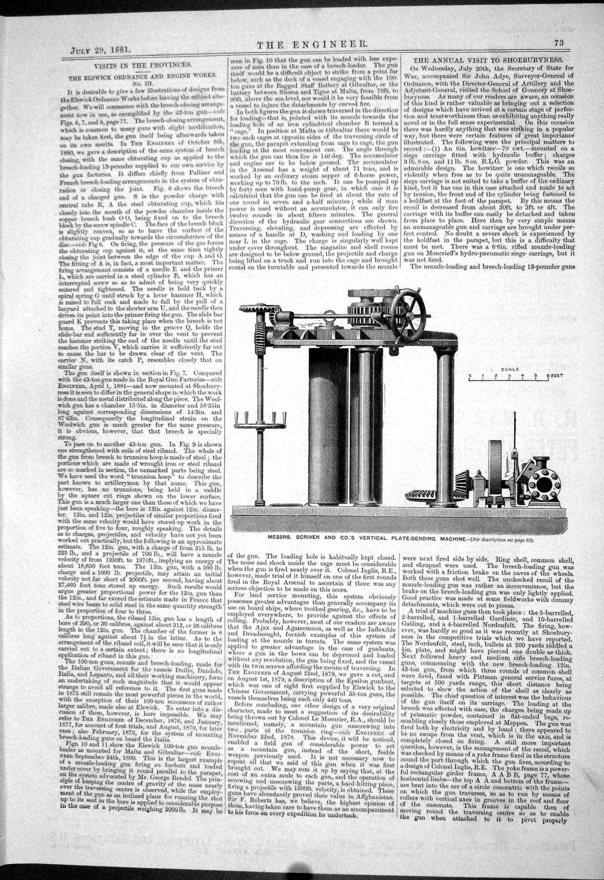 Old Engineering 1881 Scriven Vertical Plate-Bending Machine Instrumen Victorian