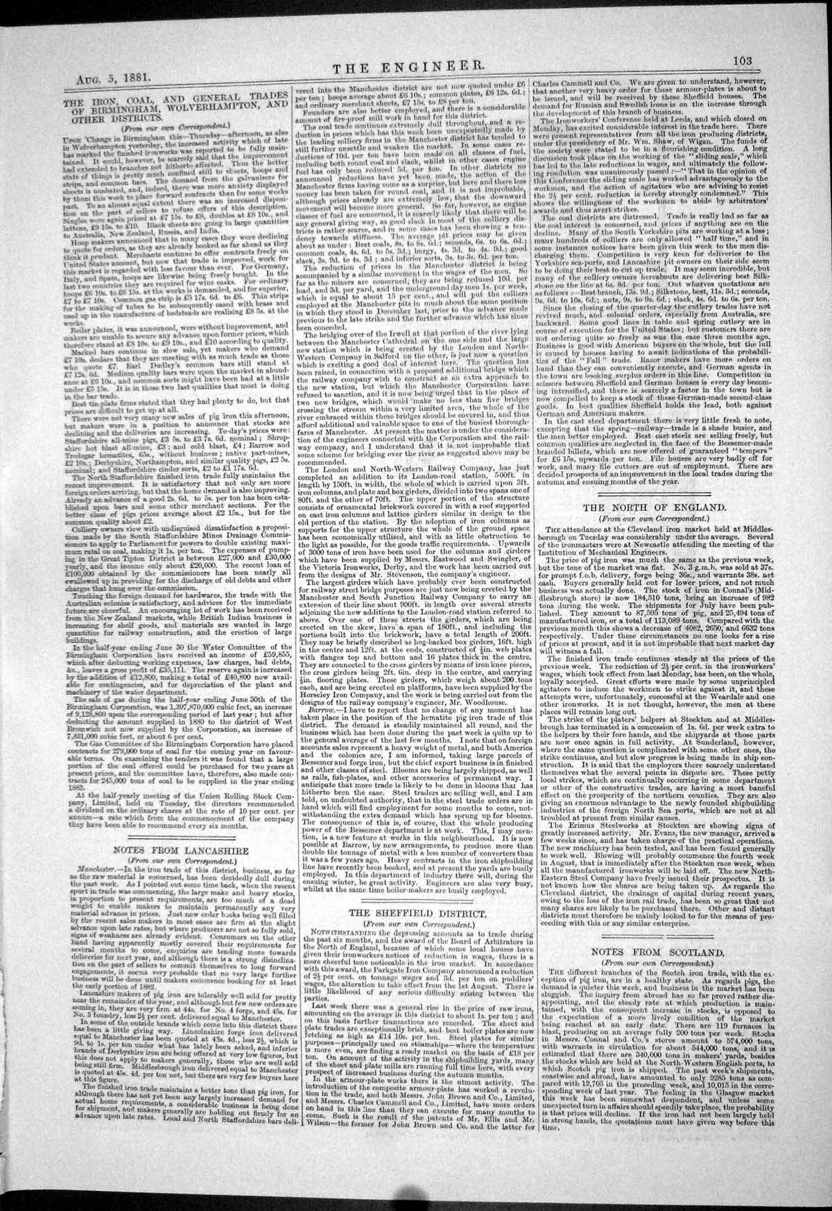 Antique Print 1881 Engines Robinson Denne Reddie Irving Wollaston Fox Hall 19th