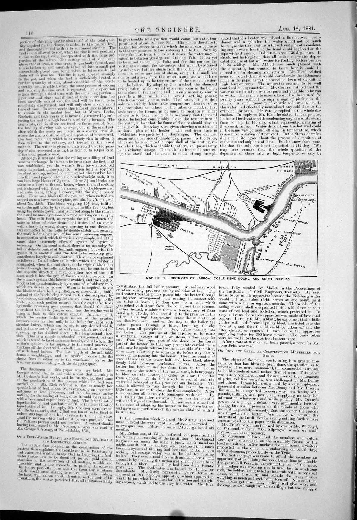 Old Engineering 1881 Map Districts Jarrow Coble Dene Docks North Shie Victorian