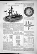 Antique Old Print 1881 Single Bucket Dipper Dredger Boat Rennie Wilson Target