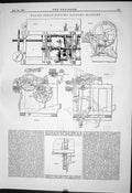 Old Engineering 1881 Wood Sheaf-Binding Reaping Machinery Instruments Victorian