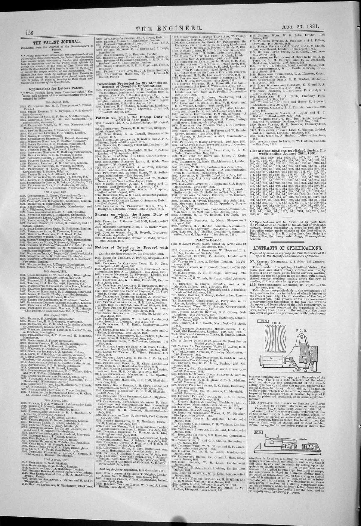 Antique Old Print 1881 Taylor Mace Machinery Robertson Fossick Dyson Engines