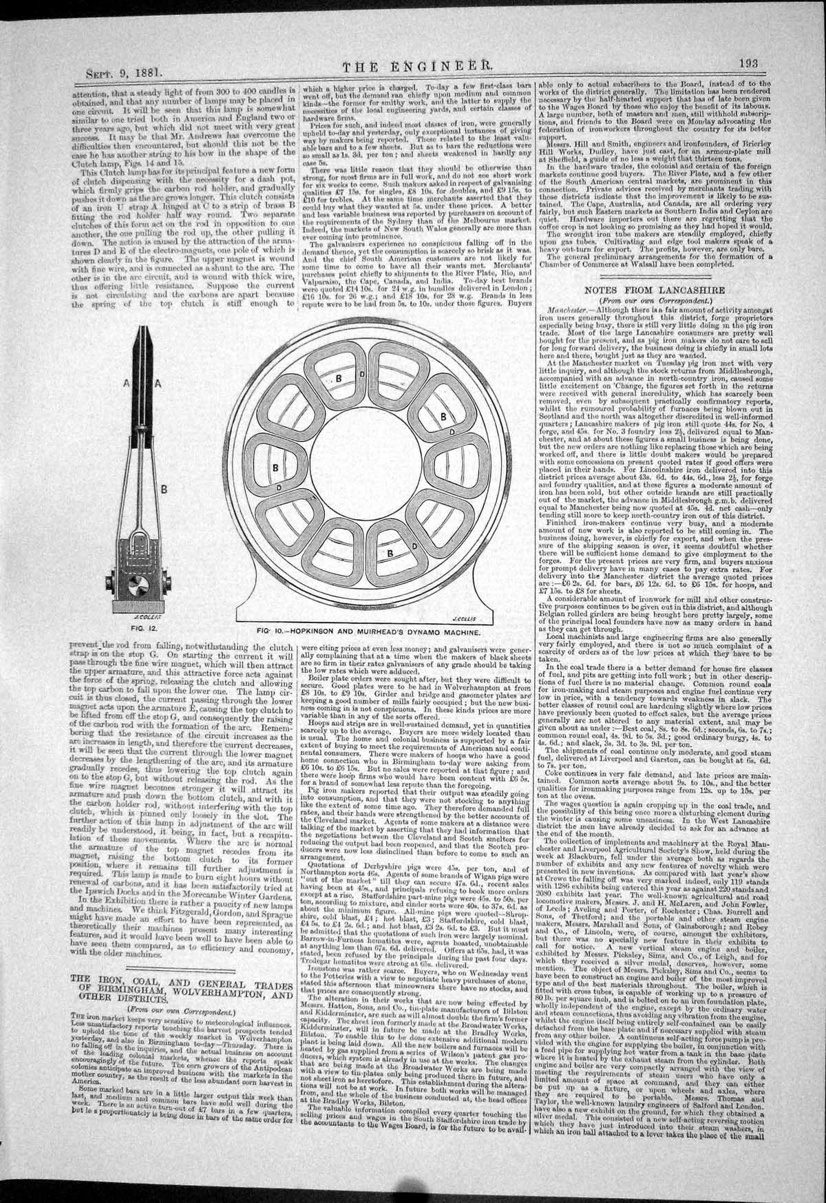 Old Print Engineering 1881 Hopkinson Muirhead Dynamo Machine Instruments 19th
