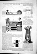 Antique Old Print 1881 Pickles Steam Cross-Cut Saw Sherwin Massey Drop Stamp