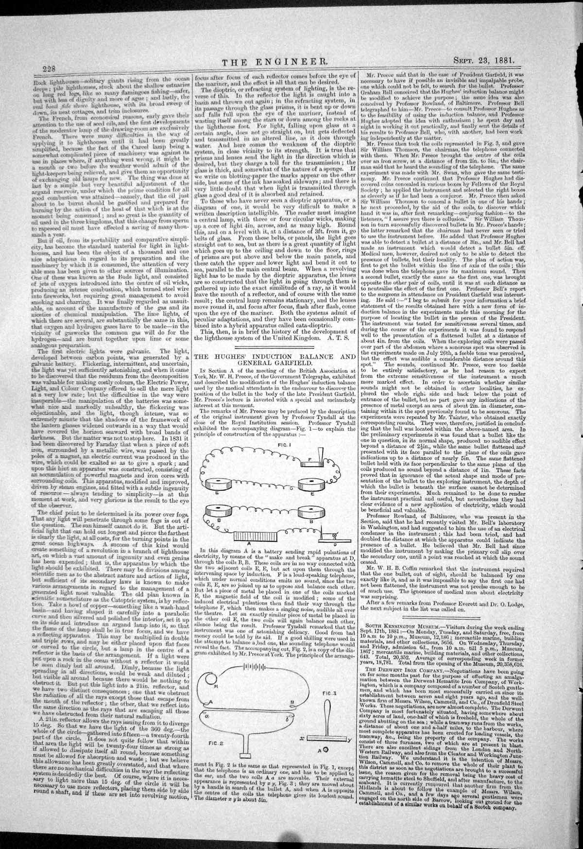 Old Engineering 1881 Hughes Induction Balance General Garfield Diagra Victorian