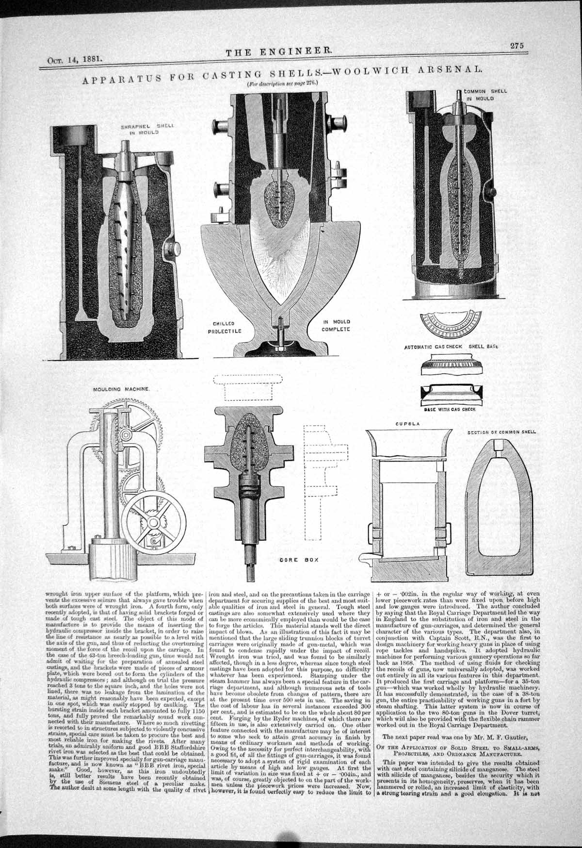 Old Engineering 1881 Apparatus Casting Shells Woolwich Arsenal Shrapn Victorian