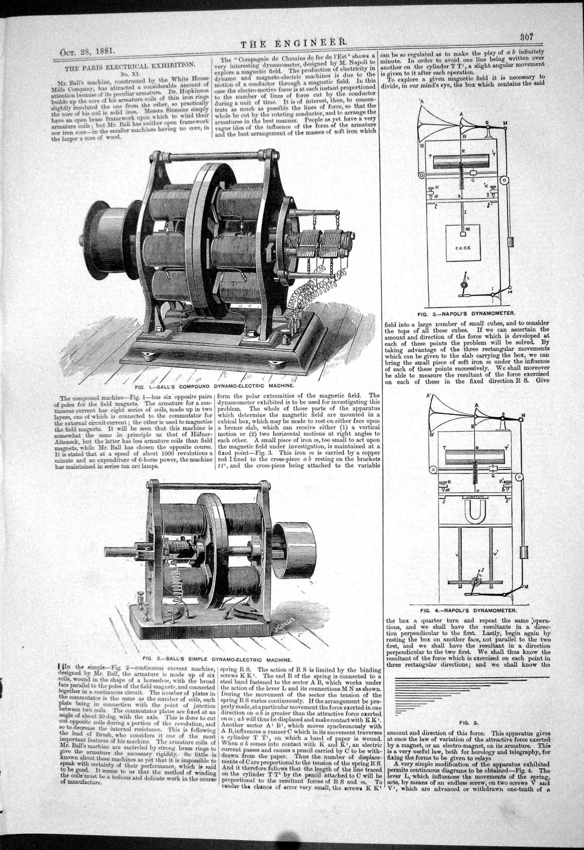 Old Engineering 1881 Ball Dynamo-Electric Machine Napoli Dynamometer Victorian