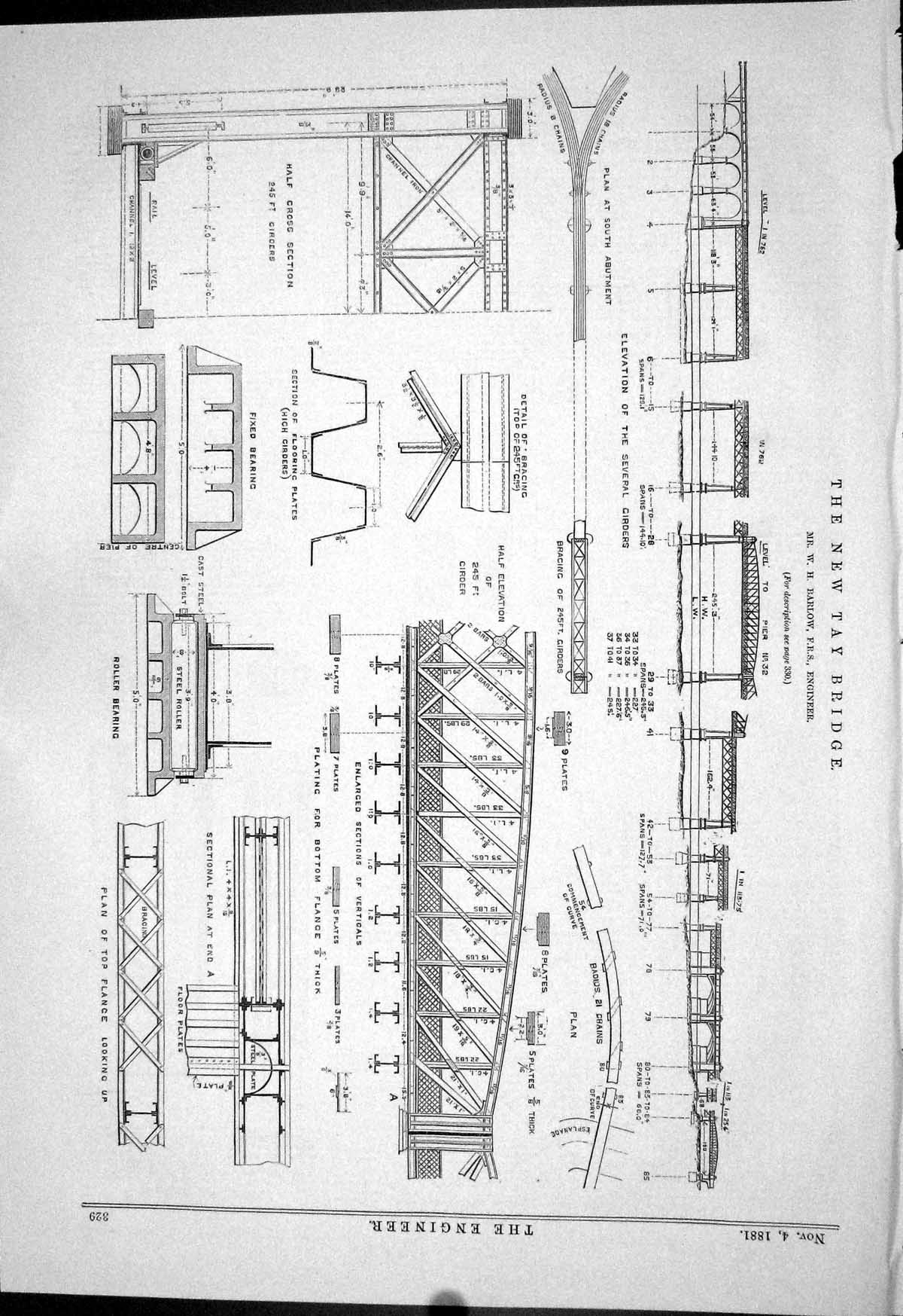 Antique Print Tay Railway Bridge Scotland 1881 Barlow Girders Billingsgate 19th