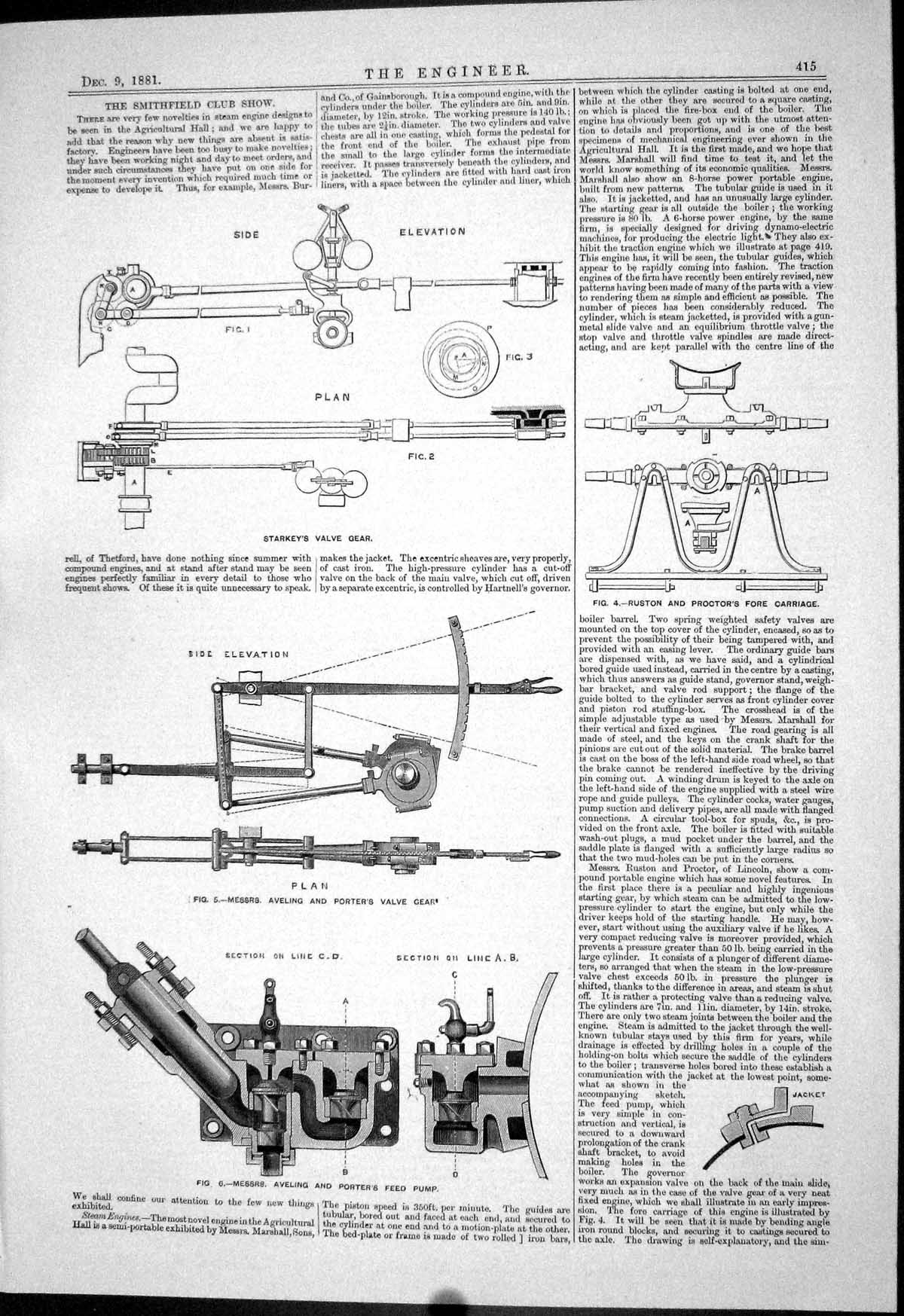 Old 1881 Smithfield Club Show Starkey Valve Gear Aveling Porter Rusto Victorian