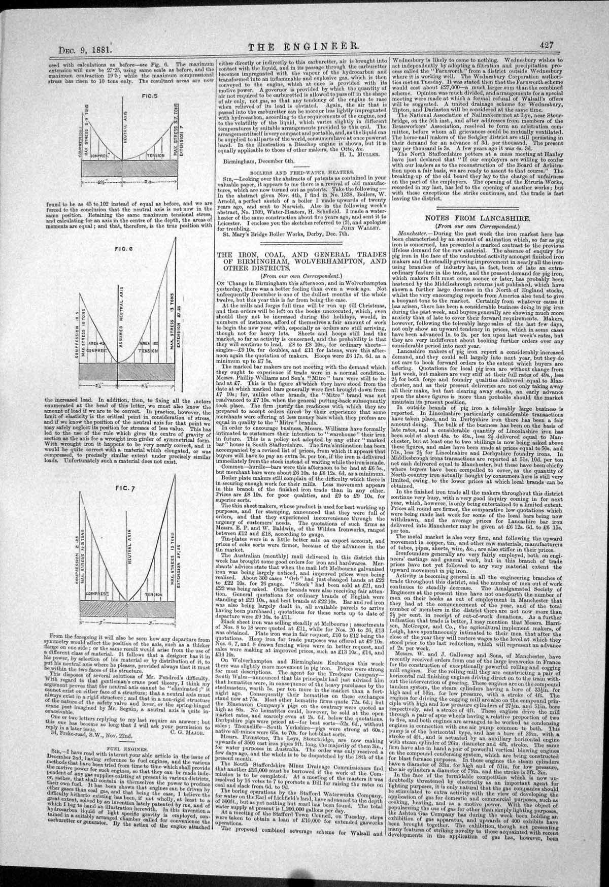 Old Engineering 1881 Diagrams Charts Compression Extension Assumed Ax Victorian