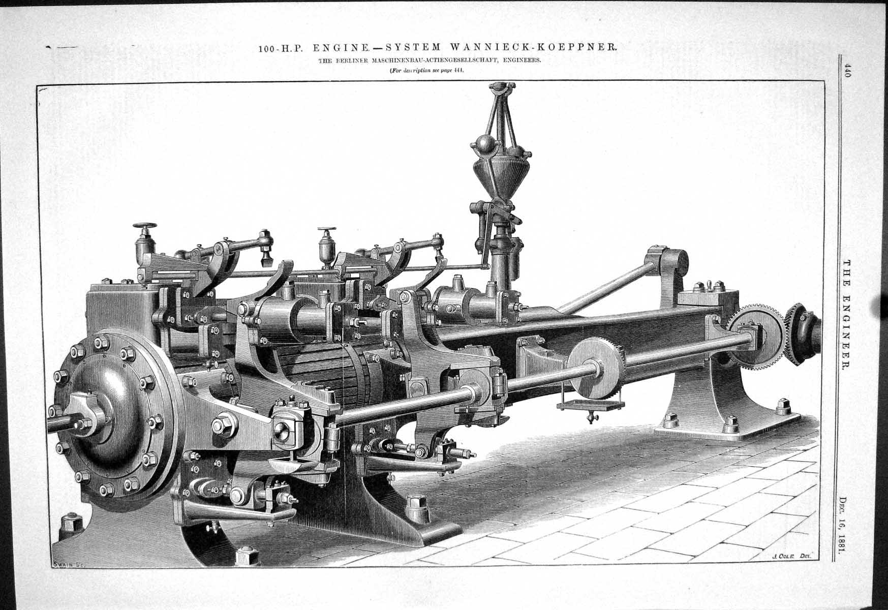 Old Engineering 1881 100-H.P. Engine Wannieck-Koeppner Actiengesellsc Victorian