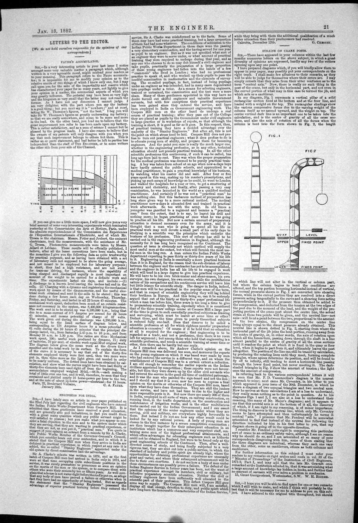Old Print 1882 Faure Accumulator Diagrams Strains Crane Post Instruments 19th