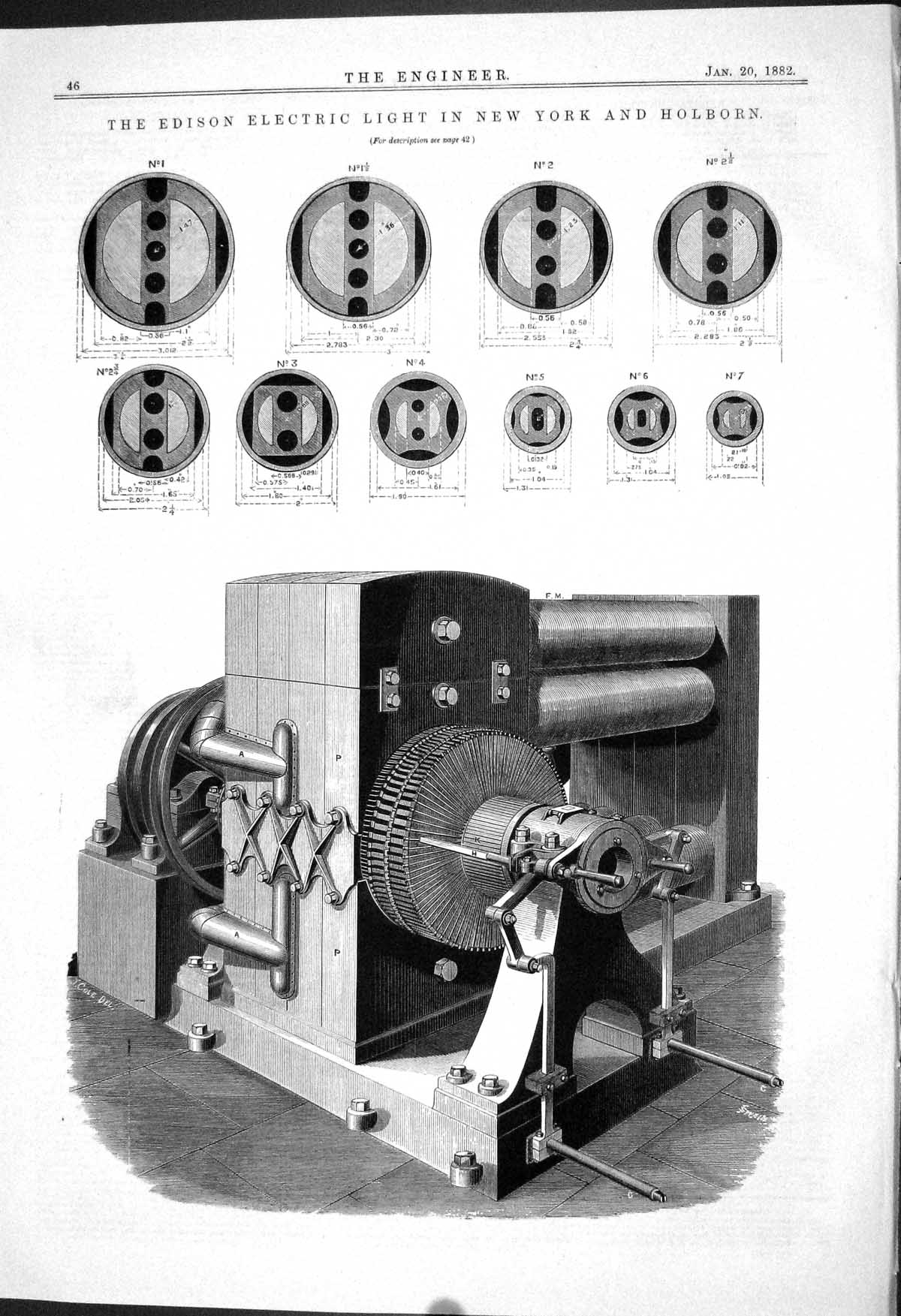 Old Engineering 1882 Edison Electric Light New York Holborn Machinery Victorian