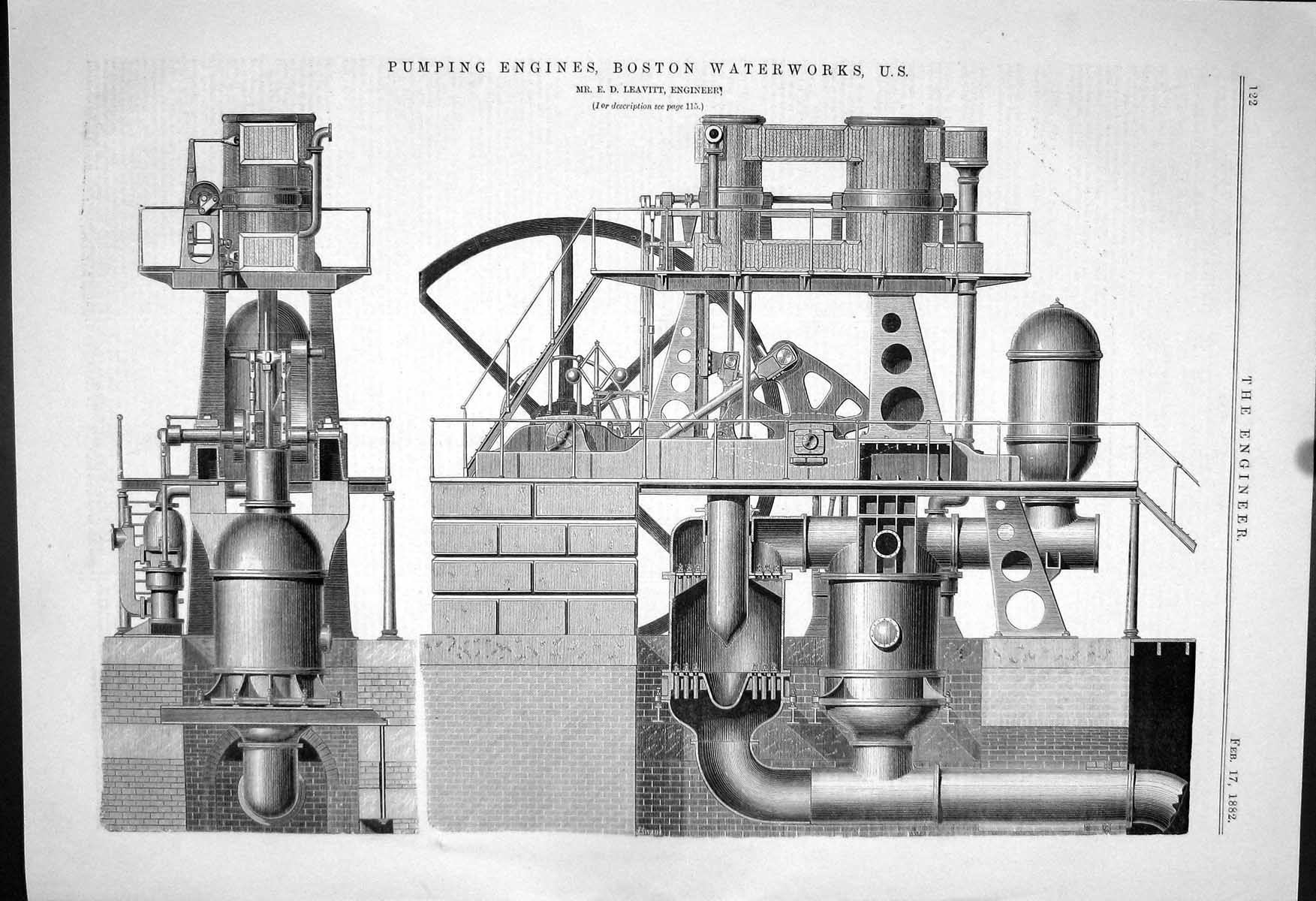 Old Pumping Engines Boston Waterworks Engineering 1882 Leavitt Machin Victorian