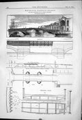 Old Print 1882 Weymouth Harbour Bridge Weing Matheson Transverse Section 19th