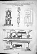 Antique Old Print Electric Lighting Plant Mansion House 1882 Crompton Dynamo