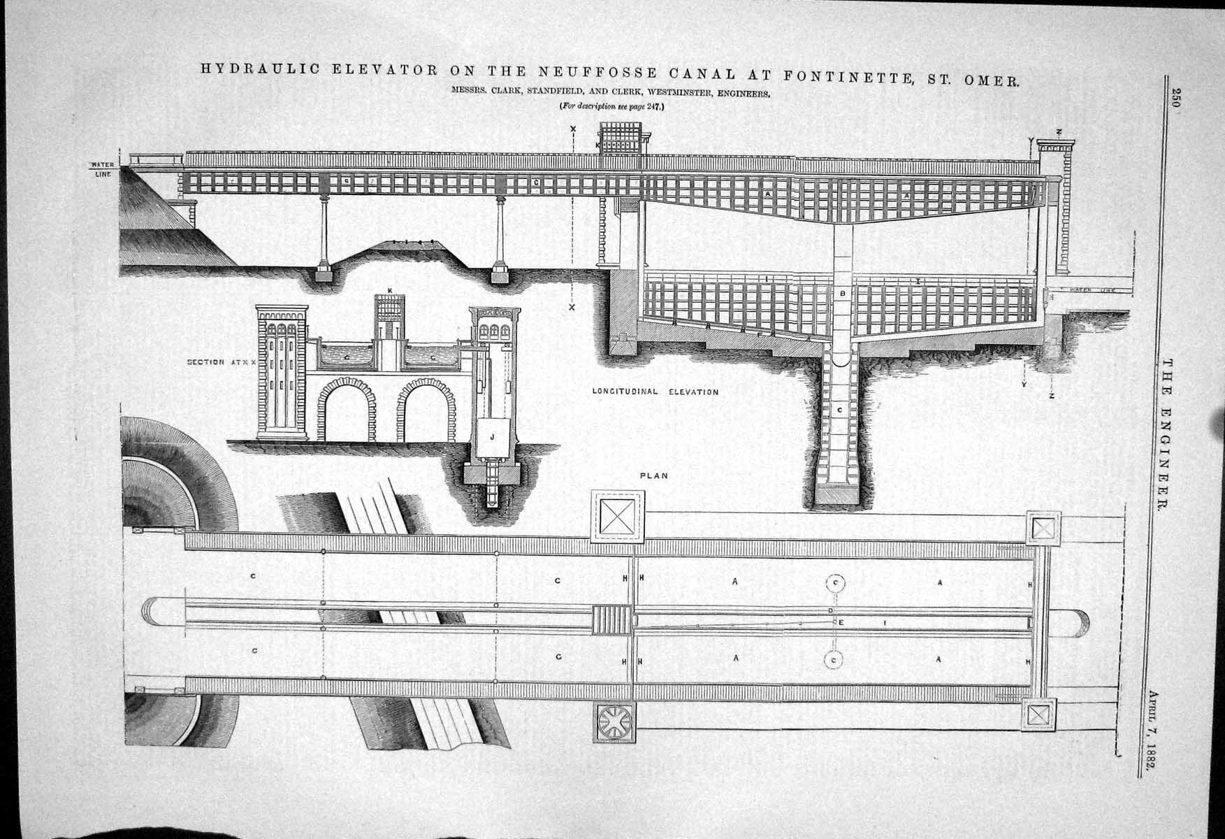 Old 1882 Hydraulic Elevator Neuffosse Canal Clark Standfield Fontinet Victorian