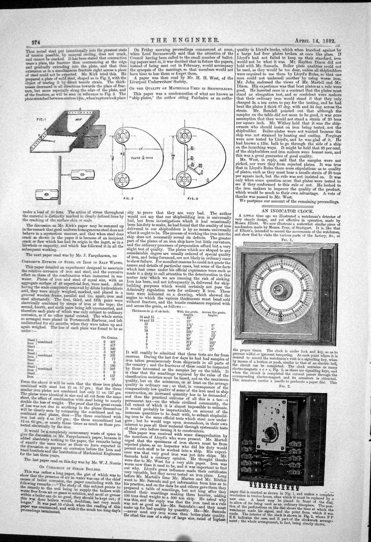 Old 1882 Indicator Clock Elliott Diagrams Effect Steel Iron Salt Wate Victorian