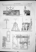 Antique Print 1882 Steam Hydraulic Steering Gear Naval Submarine Exhibition
