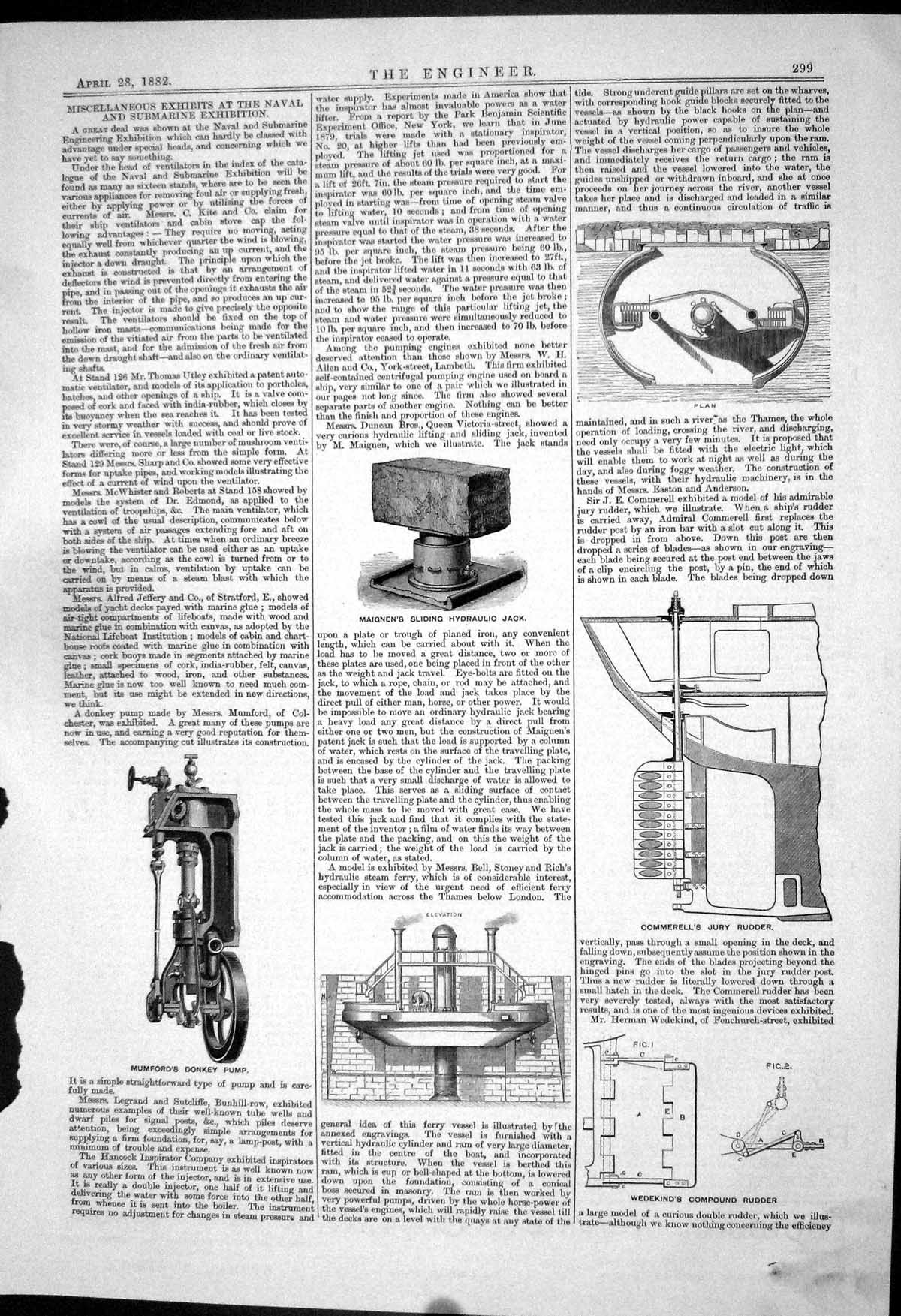 Old 1882 Mumford Donkey Pump Maignen Sliding Hydraulic Jack Commerell Victorian