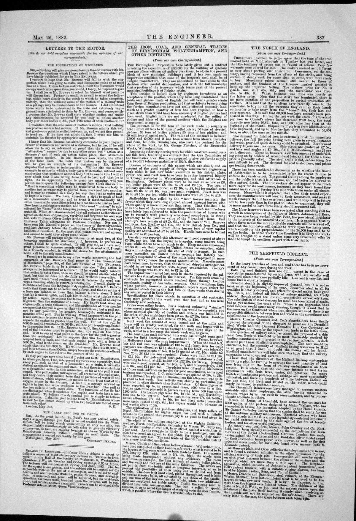 Antique Old Print 1882 Wordsworth Gas Engine Steam Boiler Crompton Batteries