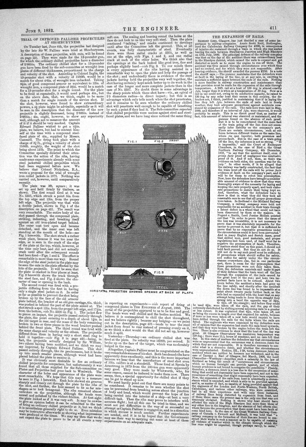 Old 1882 Trial Horizontal Projection Showing Back Plate Shoeburyness Victorian