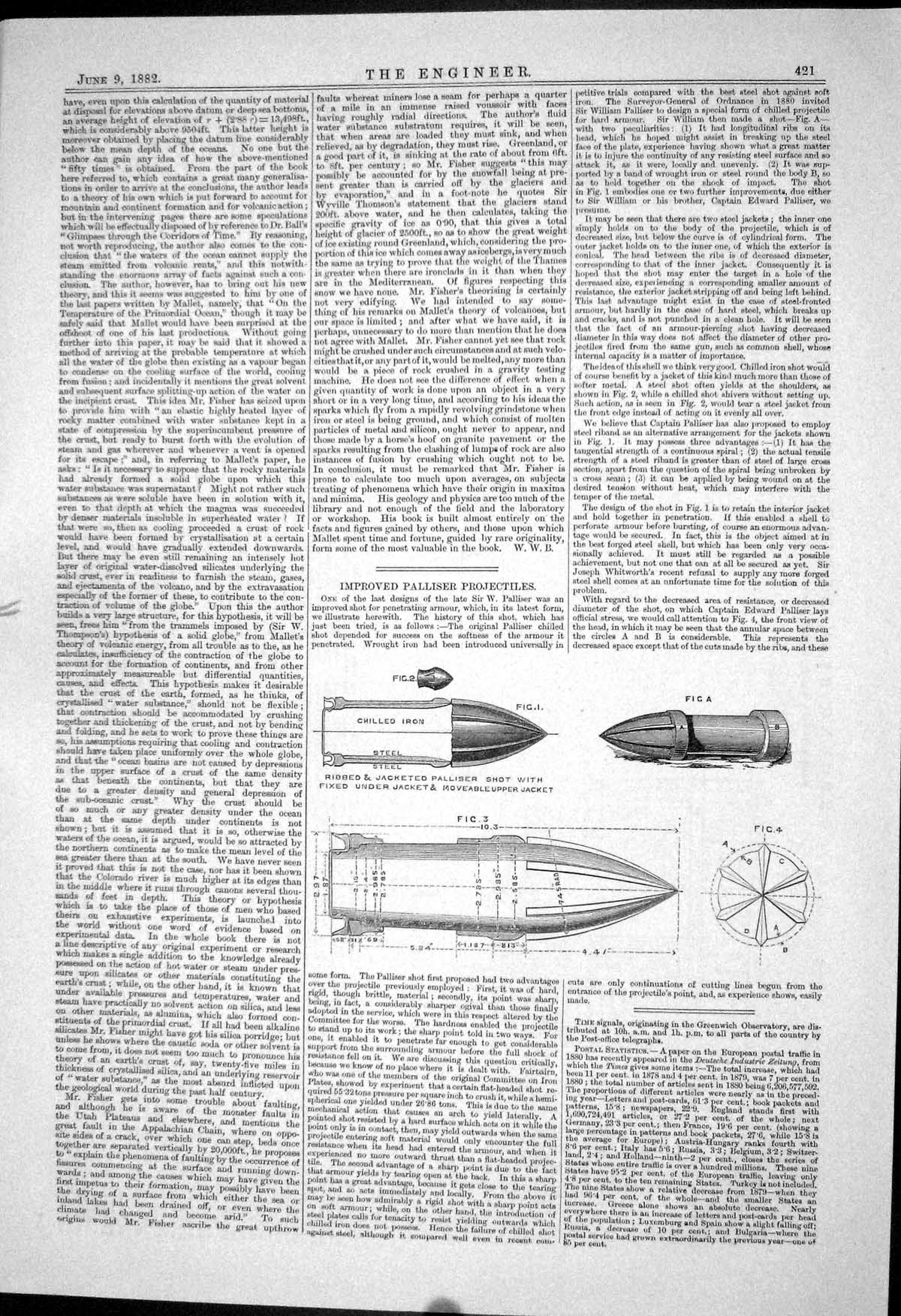 Antique Print 1882 Palliser Prijectiles Compound Beam Engines Borsig Moabit