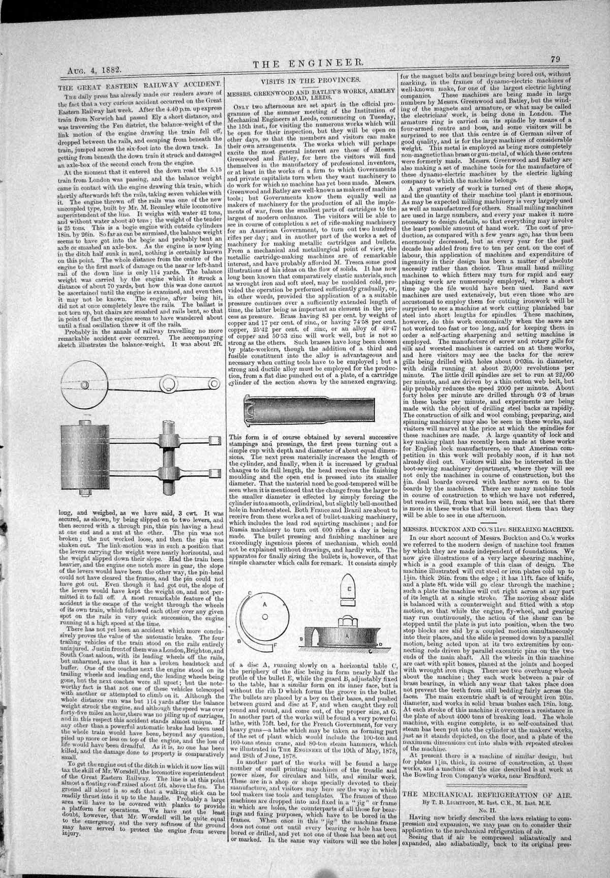Old Print 1882 Greenwood Batley Works Armley Leeds Railway Balance-Weight 19th