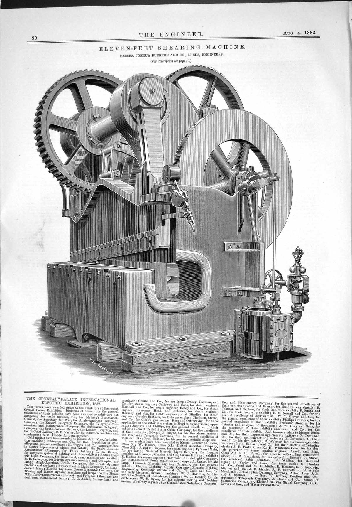 Old 1882 Engineering Eleven-Feet Shearing Machine Joshua Buckton Leed Victorian
