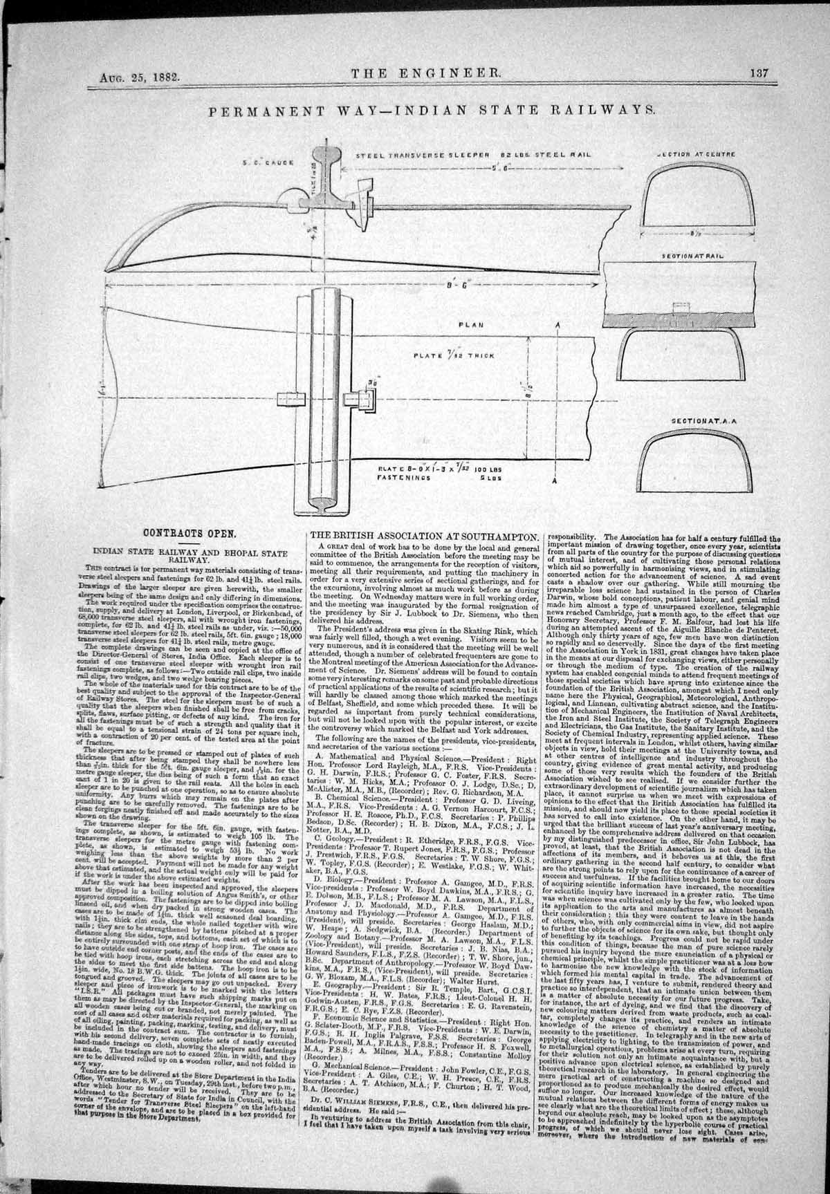 Antique Old Print 1882 Engineering Permanent Way Indian State Railways Bhopal