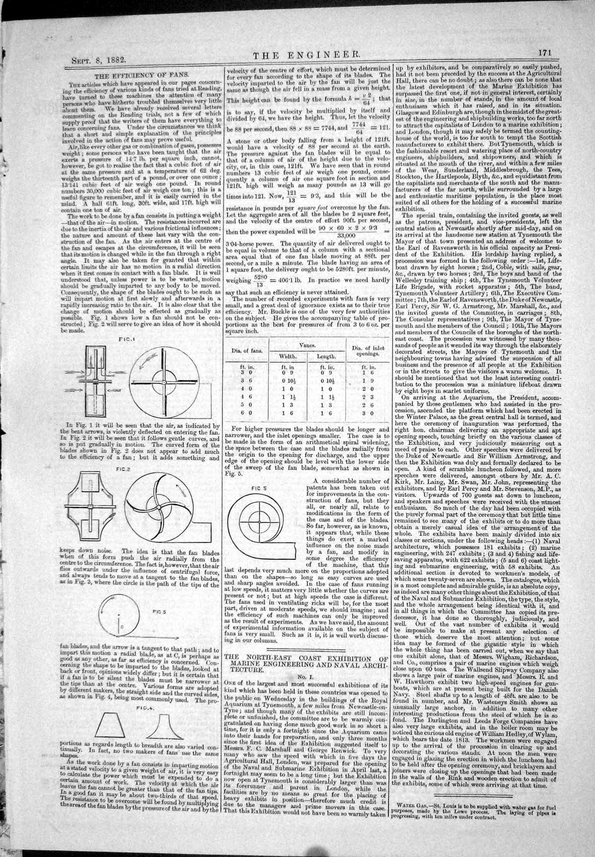 Antique Old Print 1882 Engineering Efficiency Fans Diagrams Tables Reading 19th