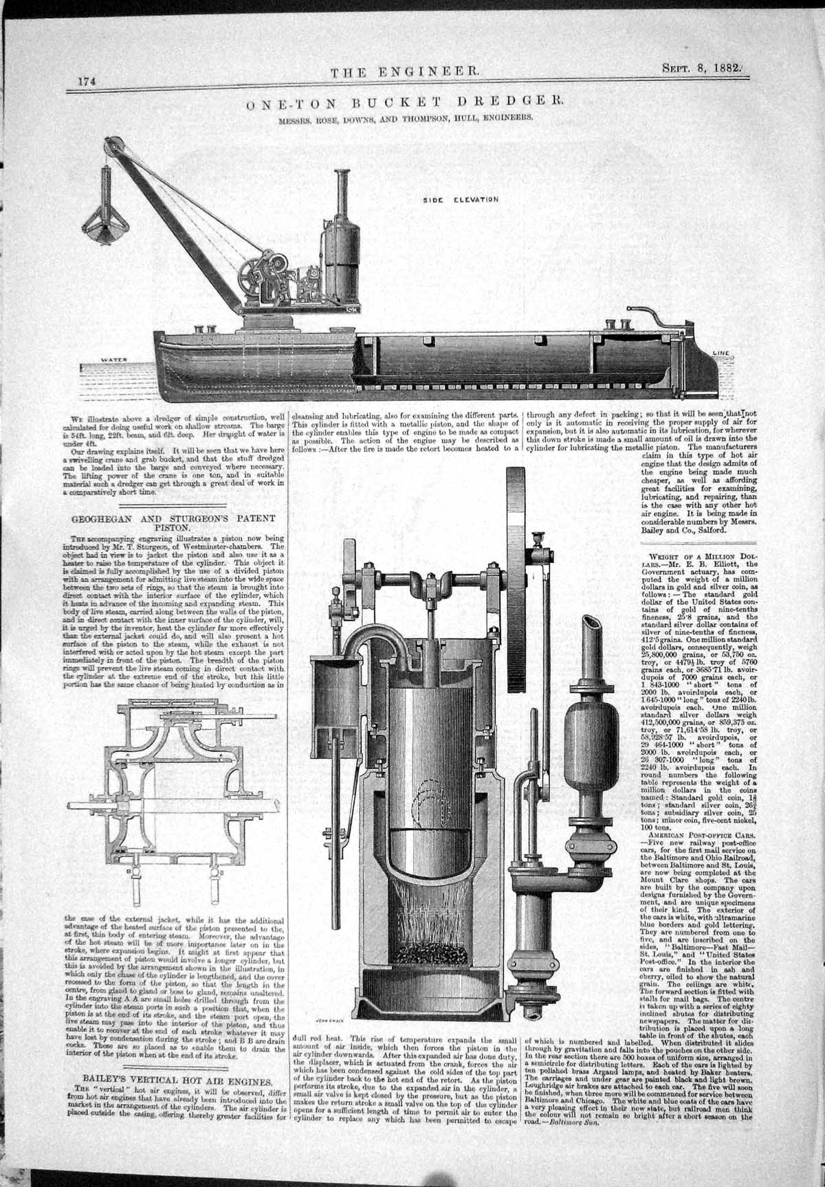 Old 1882 Engineering Bucket Dredger Rose Downs Thompson Geoghegan Sie Victorian