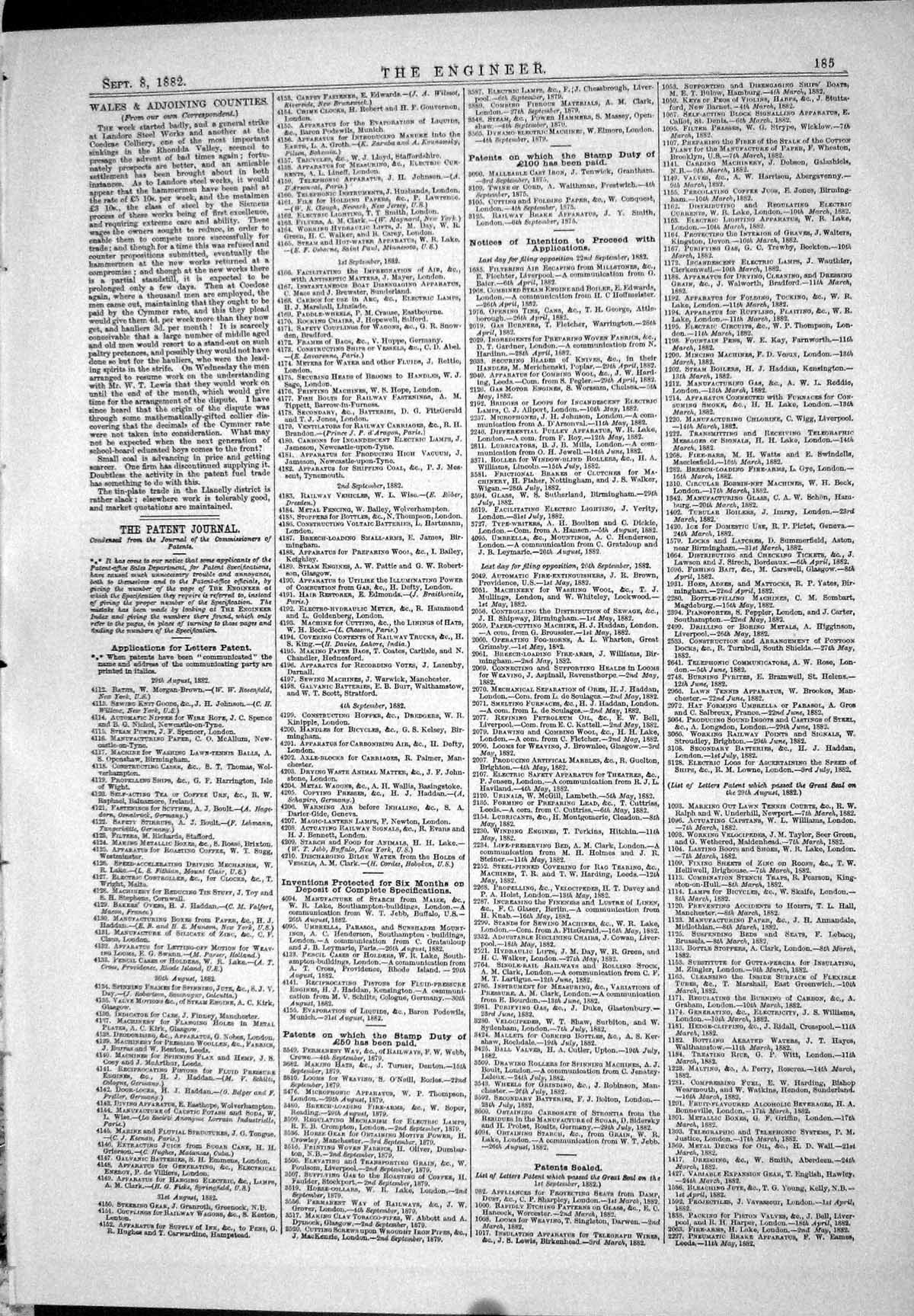 Antique Old Print 1882 Carding Machinery Patents Cliffe Shill Burnnett Newton