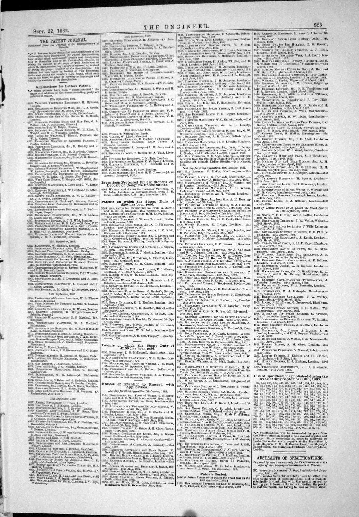 Old 1882 Engineering Patents Valve Lake Goodfellow Faure Warp Beams L Victorian