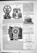 Antique Old Print 1882 Hall Patent CDry Air Machine Harker Compound Engine 19th