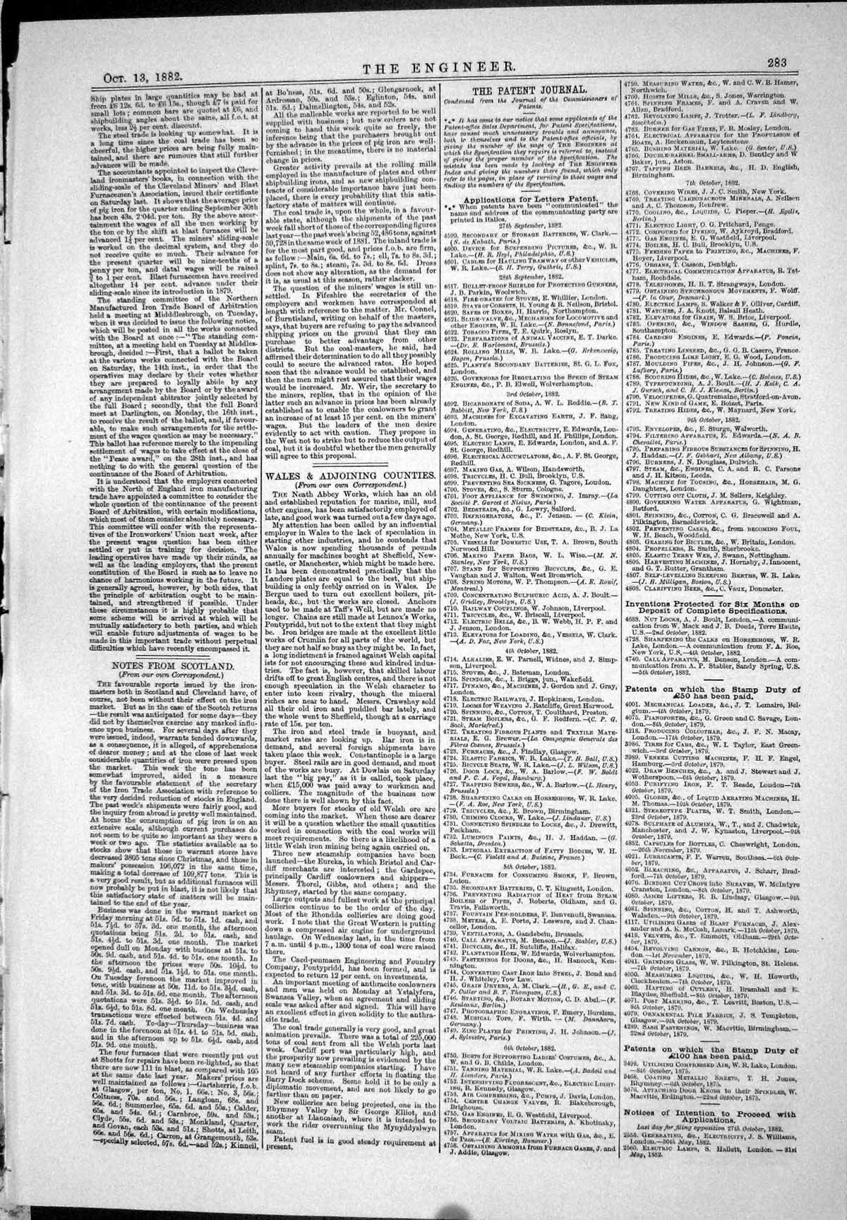 Antique Print 1882 Patents Vapour Pumps Skene Ripley Water Boilers Fielden 19th
