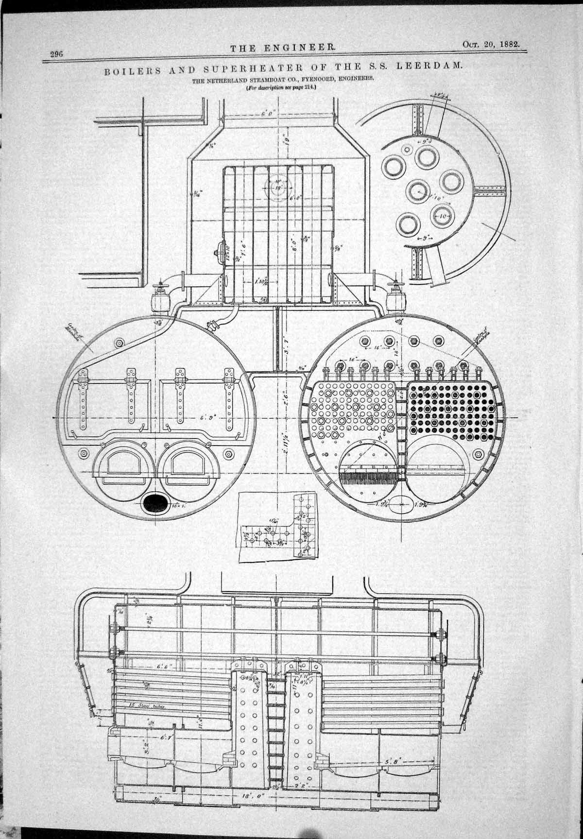 Old 1882 Engineering Boilers Superheater Ship Leerdam Netherland Fyen Victorian