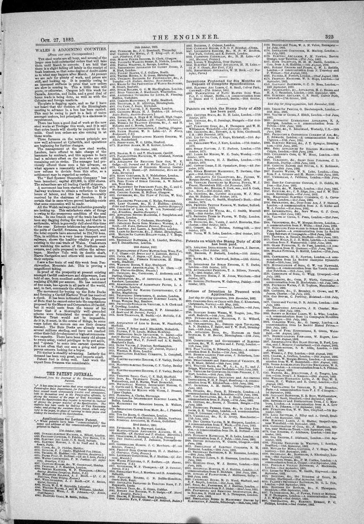 Old 1882 Engineering Patents Lithgow Stop Valve Whiteley Elliott Hand Victorian