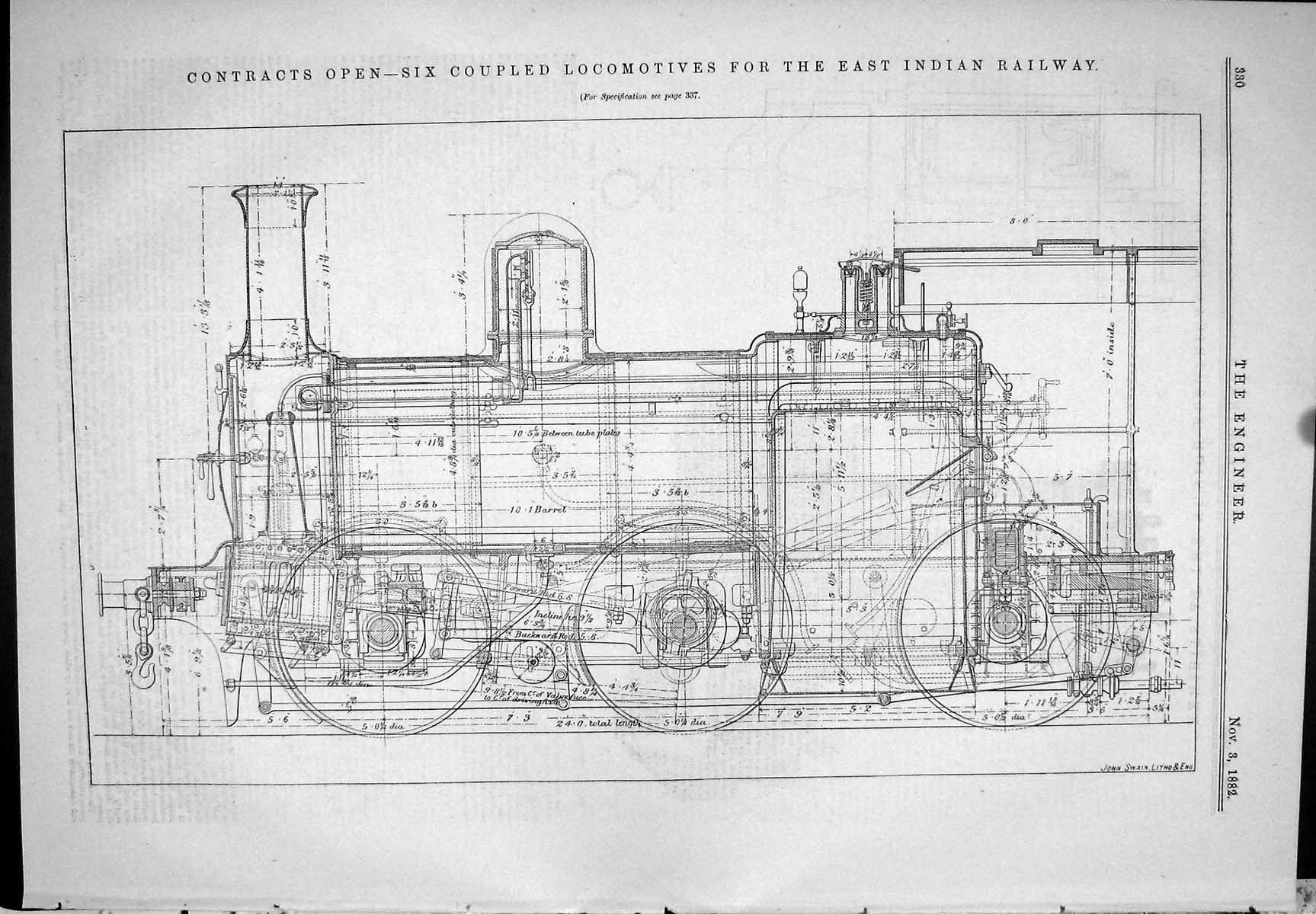 Old 1882 Contracts Open Six Coupled Locomotives Indian Railway Train Victorian