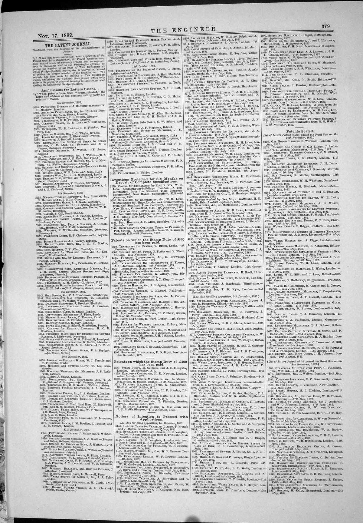 Antique Old Print 1882 Patents Davies Dolbear Engines Anderson Piot Crossley