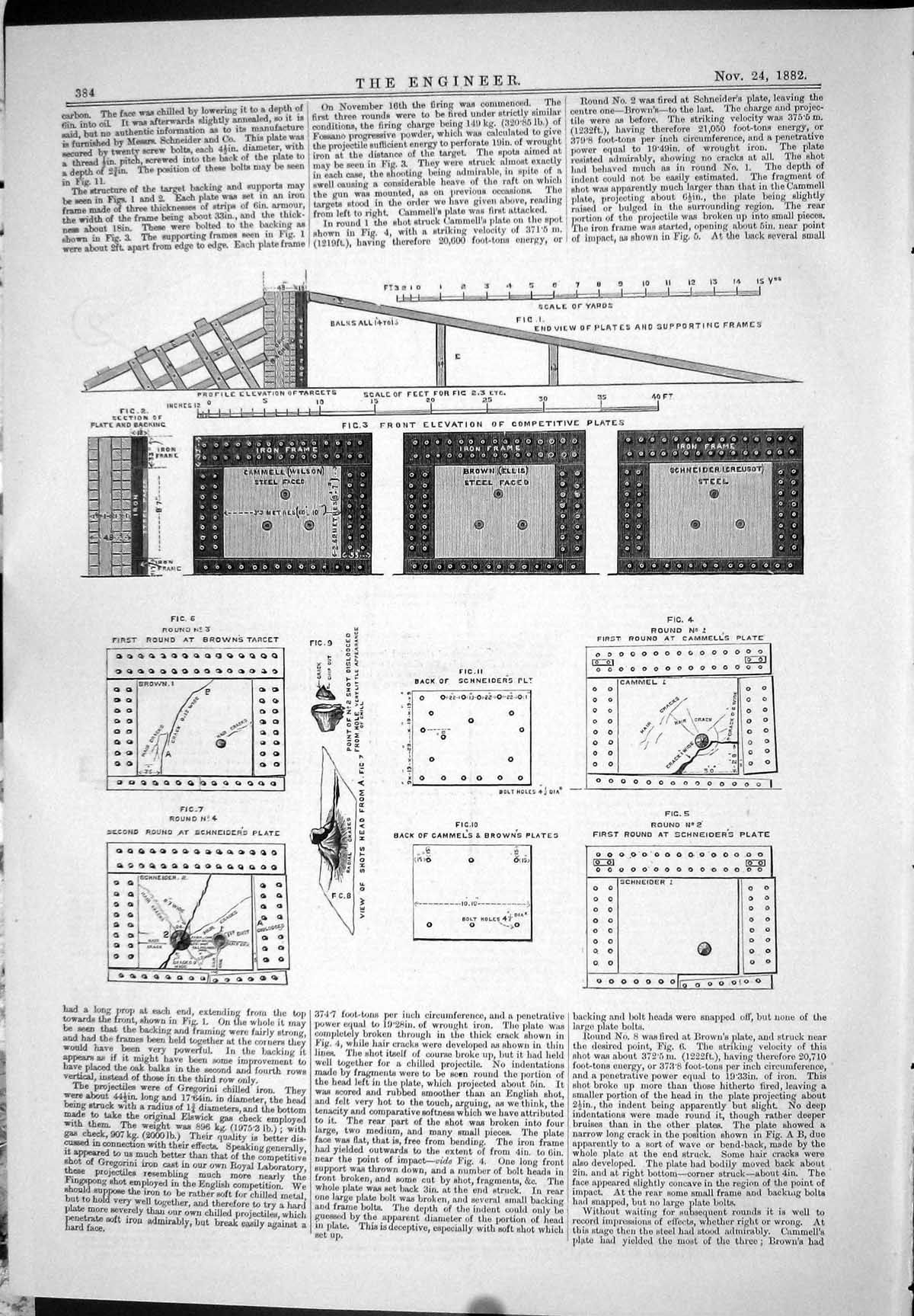 Antique Print 1882 Spezzia Armour-Plate Experiments Cammell Schneider Brown