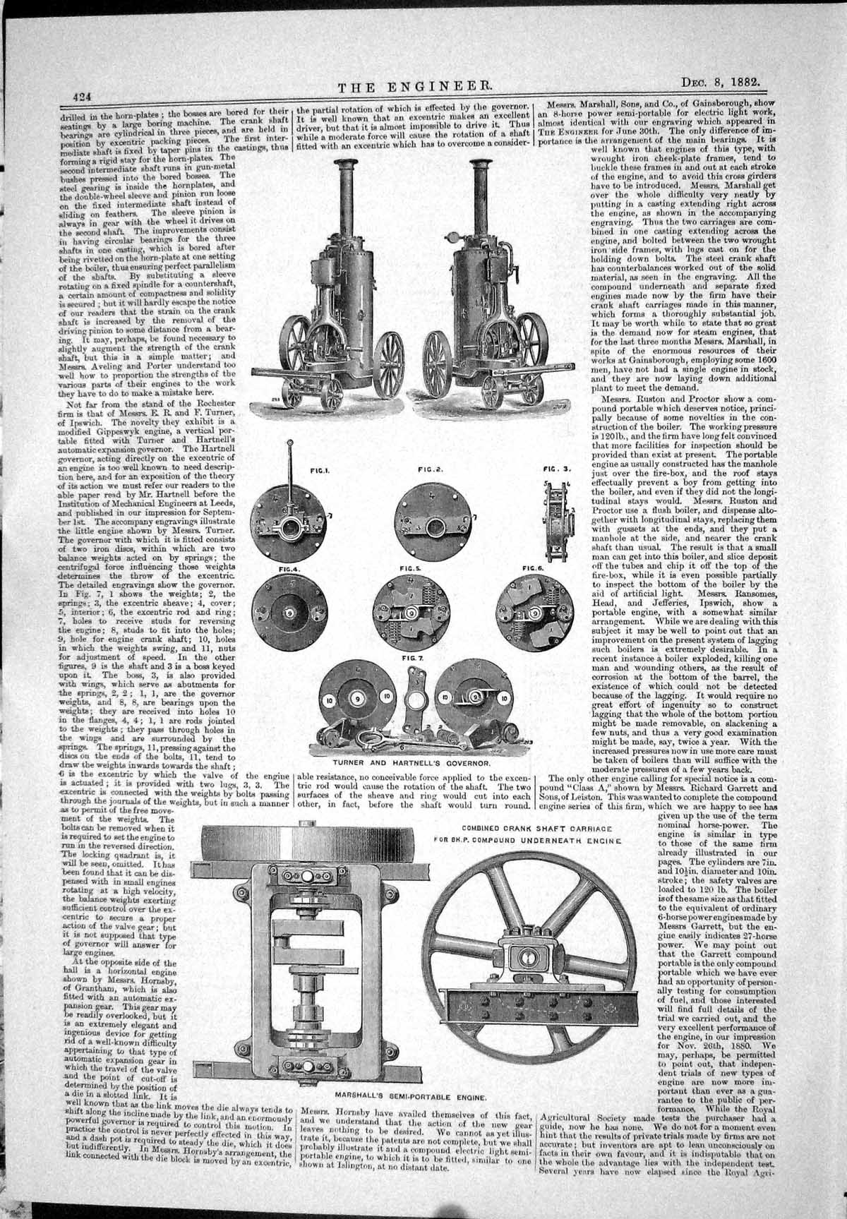 Old Print 1882 Turner Hartnell Marshal Engine Avelin Porter Church Valve 19th