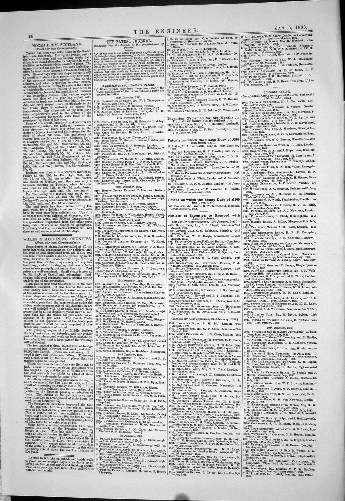 Old Print 1883 Patents Telephonic Apparatus Lake Johnson Sperry Michbach 19th