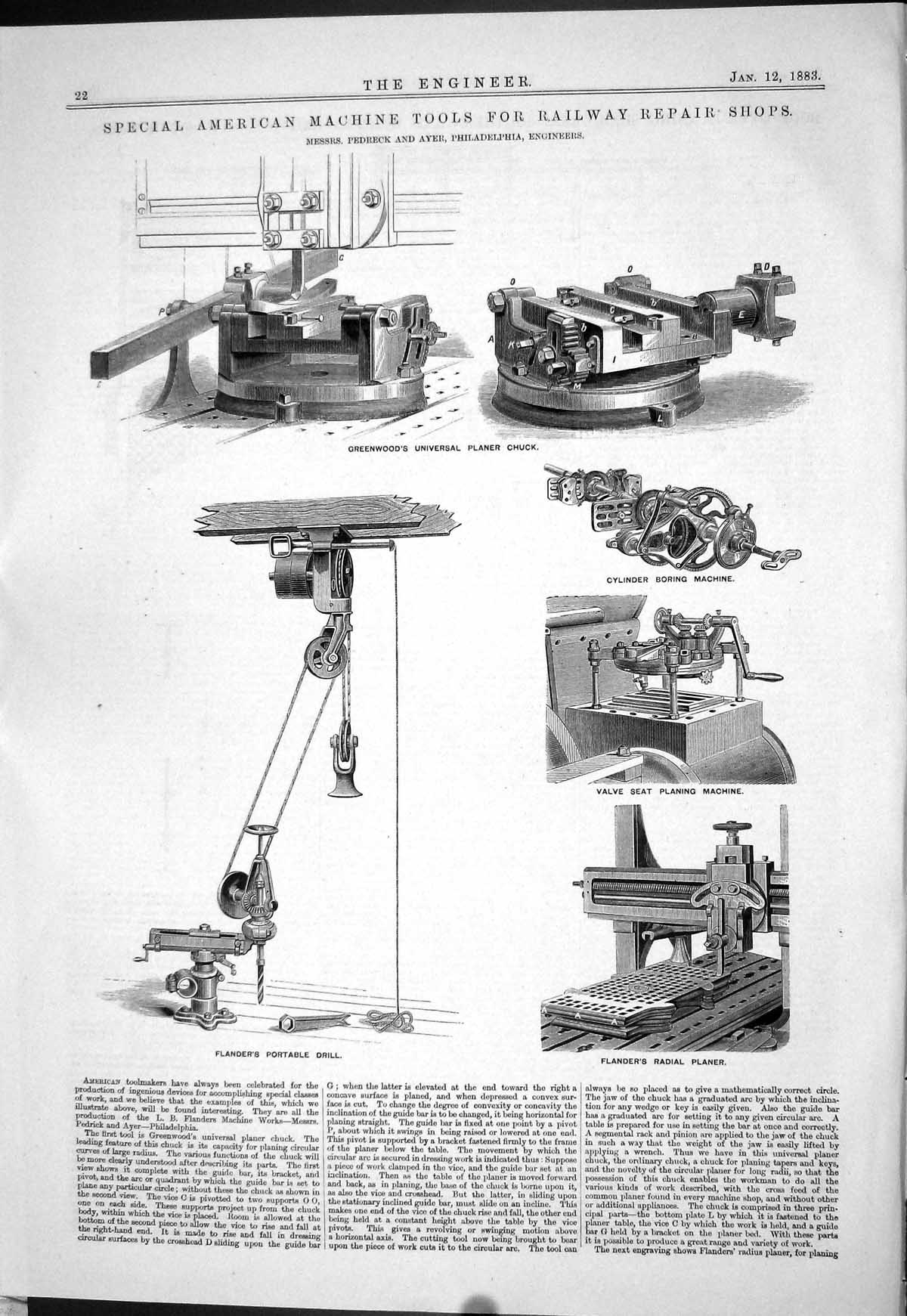 Old 1883 American Machine Tools Railway Repair Pedreck Ayer Greenway Victorian