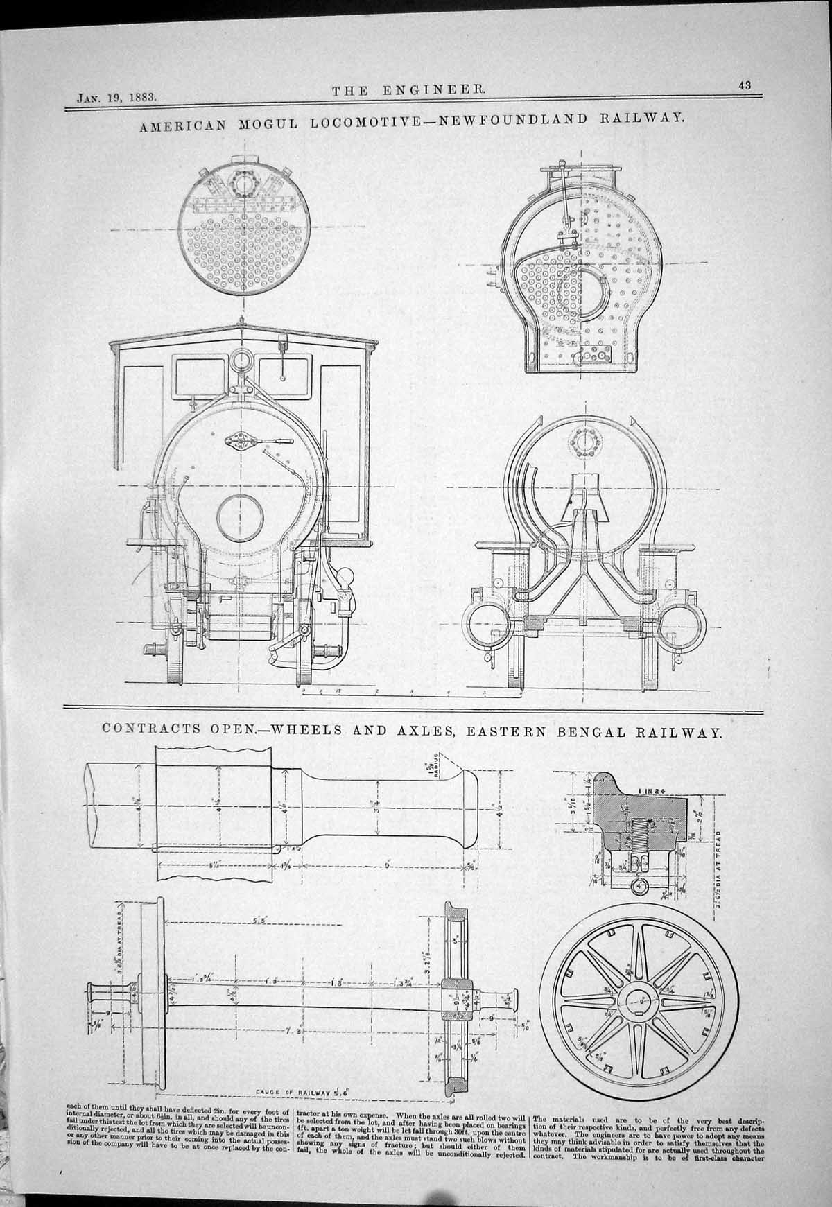 Old 1883 American Mogul Locomotive Newfoundland Railway Train Bengal Victorian