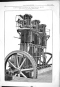 Antique Old Print 1883 Compound Engines Royal Mint Maudslay Lambeth Machinery